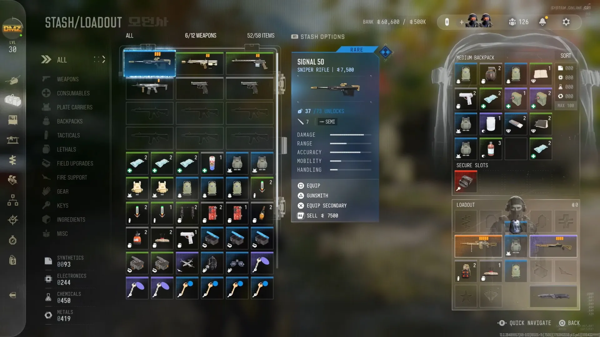 Call of Duty: Modern Warfare 4 gold weapon selected in the hub stash