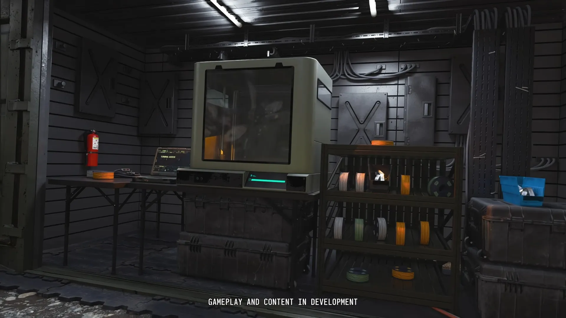Call of Duty: Modern Warfare 4 apparent printer beside tents and buildings