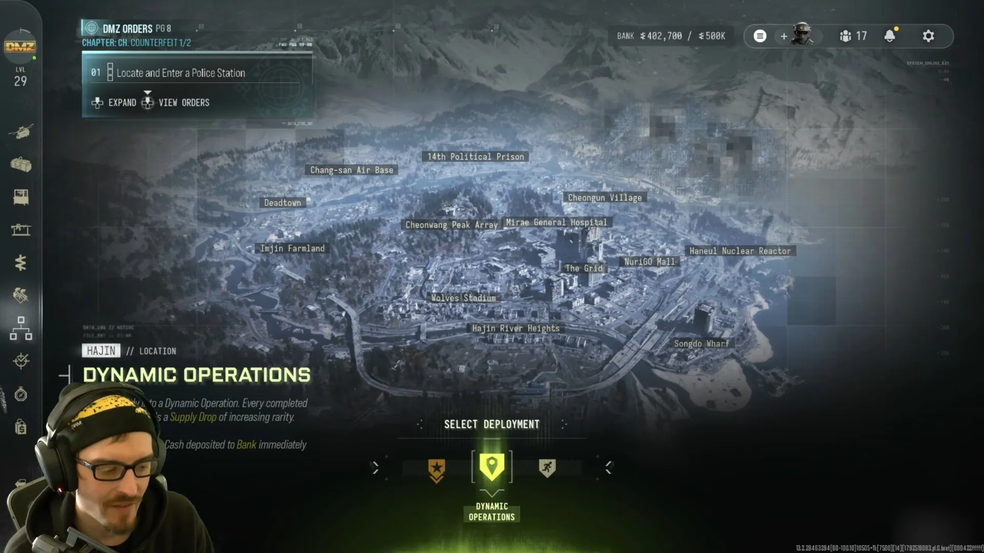 Call of Duty: Modern Warfare 4 DMZ Select Deployment screen with Dynamic Operations highlighted