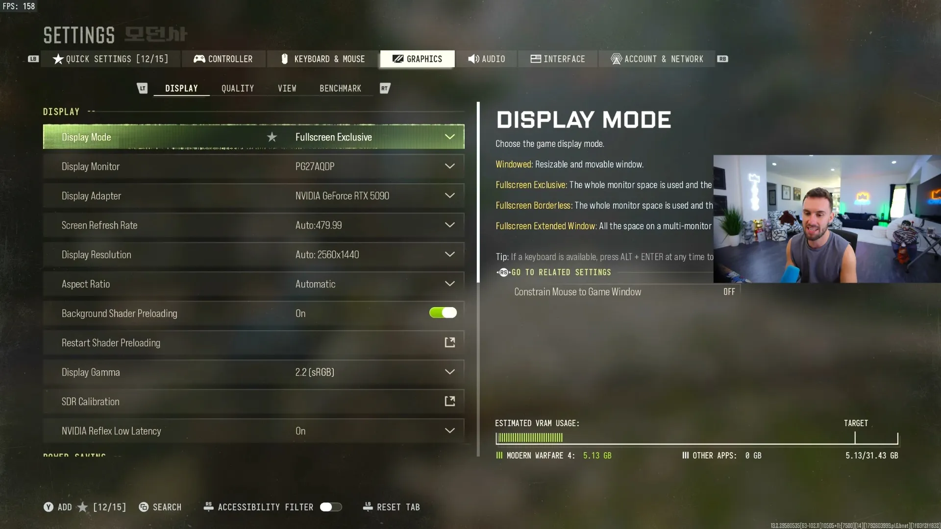 Call of Duty: Modern Warfare 4 graphics settings menu