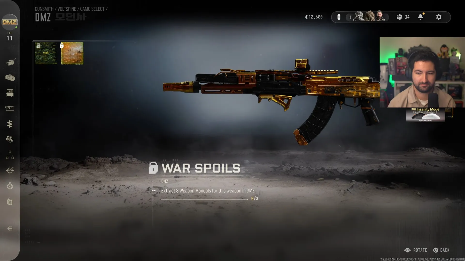 Call of Duty: Modern Warfare 4 War Spoils challenge in DMZ weapon camo menu